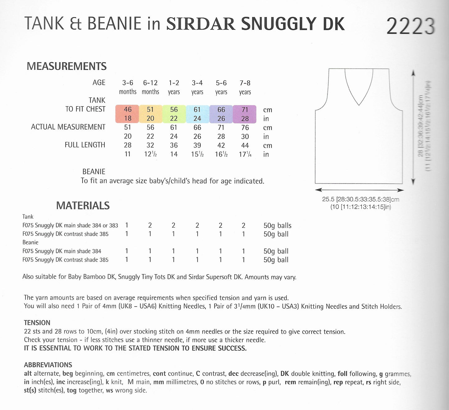 Sirdar 2223 Tank & Beanie DK Knitting Pattern