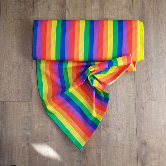 Sally Rainbow Medium Stripe Polycotton Fabric