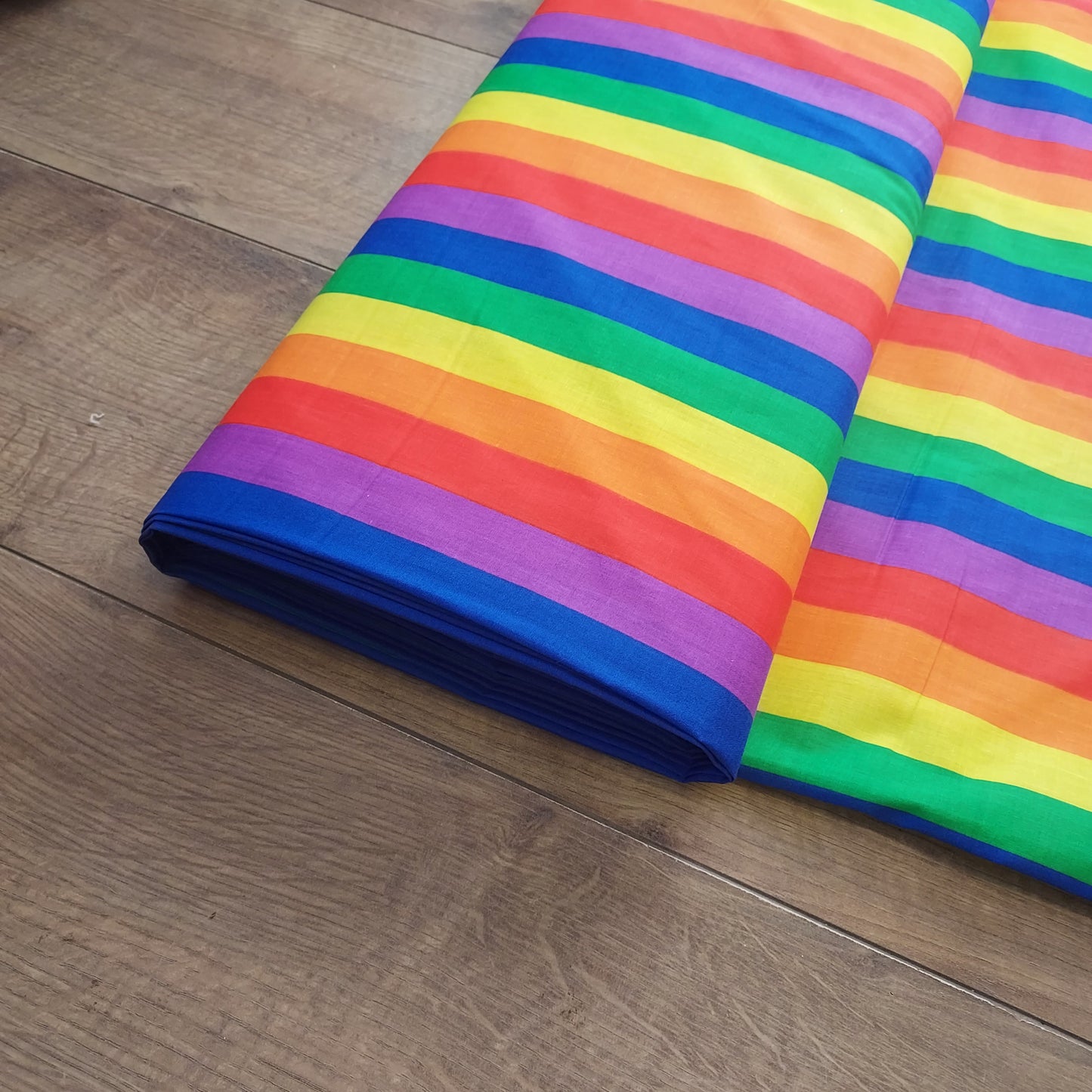 Sally Rainbow Medium Stripe Polycotton Fabric