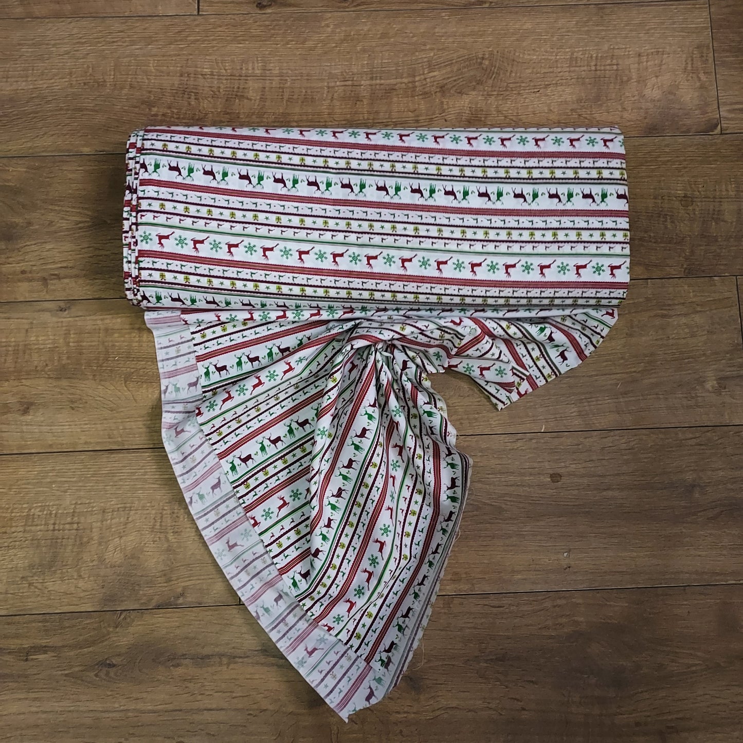Colourful Christmas Nordic Stripe Polycotton Fabric