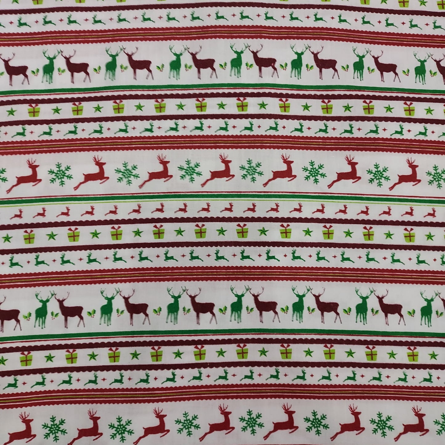 Colourful Christmas Nordic Stripe Polycotton Fabric