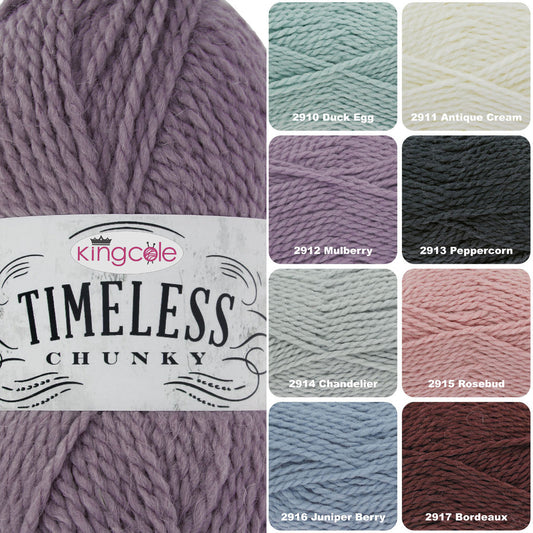 King Cole Timeless Chunky Wool 100g - Various Shades