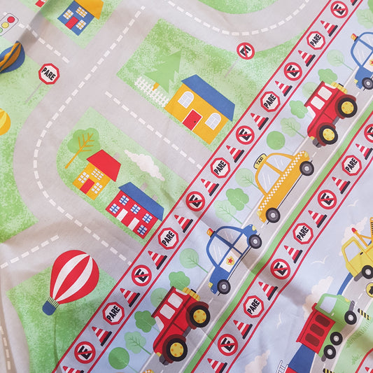 Vehicles and Roads 100% Cotton Fabric