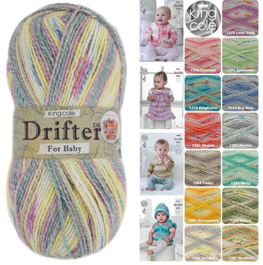 King Cole Drifter for Baby Double Knit Wool 100g - Various Shades
