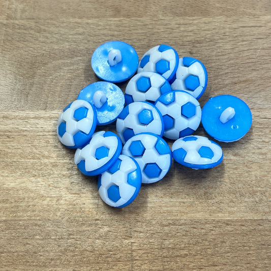 Blue Plastic Football Buttons - 16mm