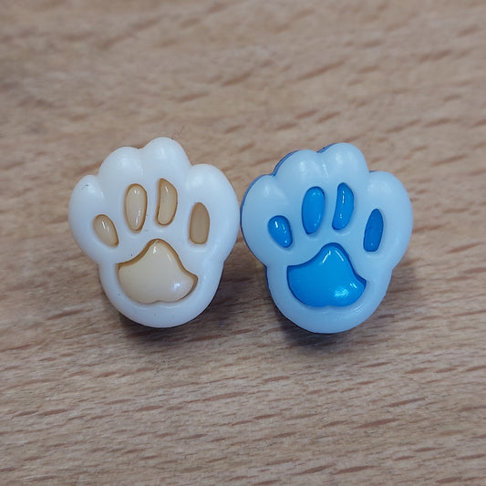 Plastic Paw Buttons 13mm - Various Colours