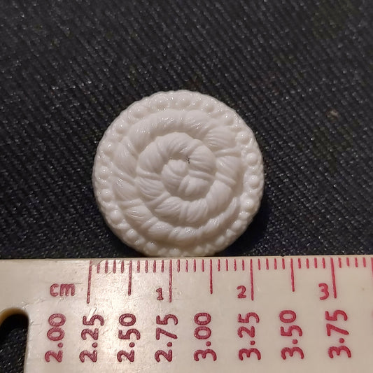 White Rope Effect Shank Button - 22mm