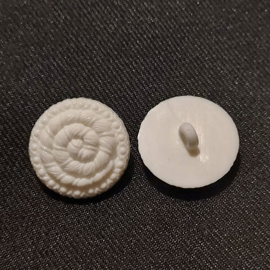 White Rope Effect Shank Button - 22mm