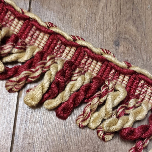 Wine and Gold Upholstery Twist Bullion Fringe Trim