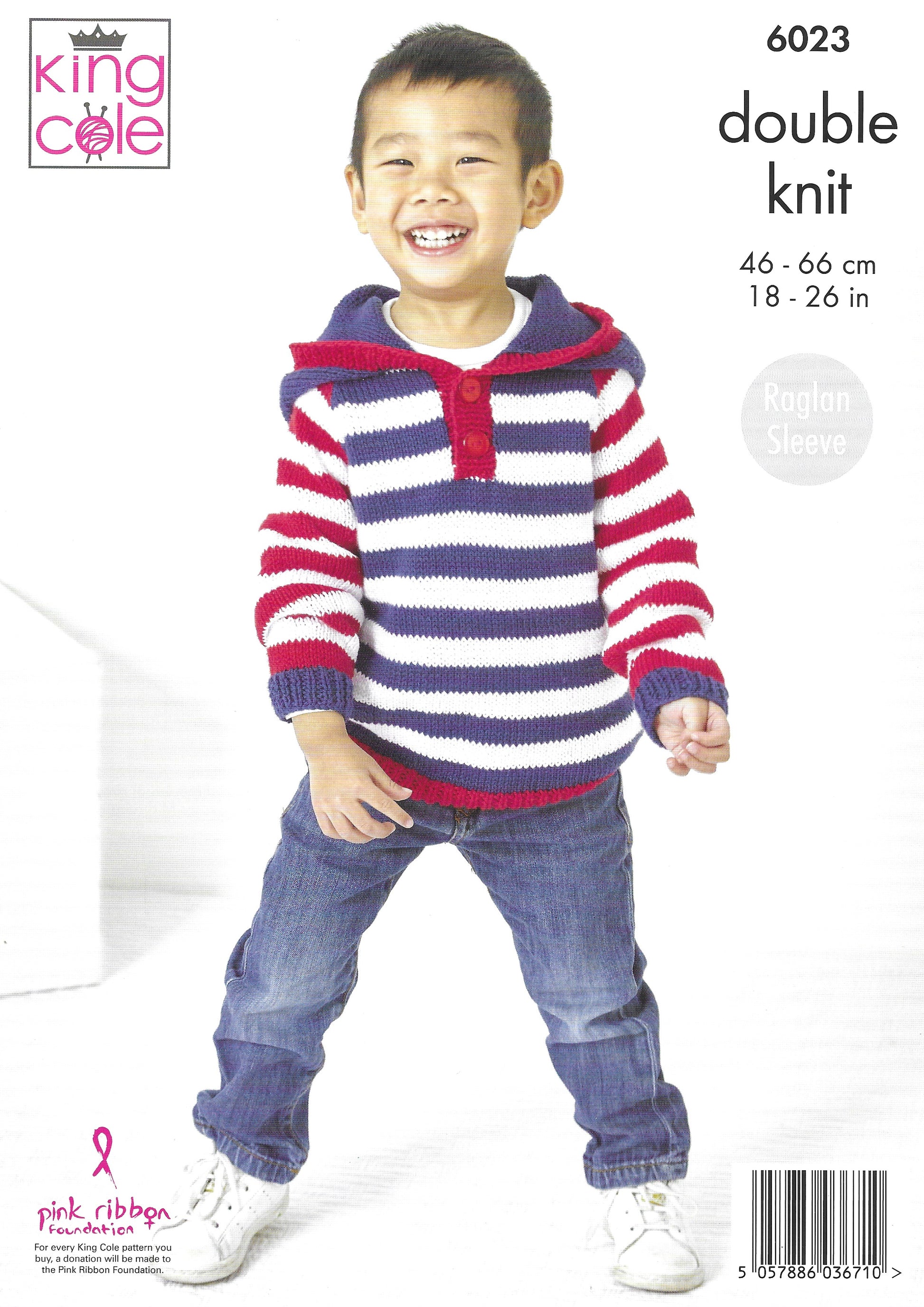 King Cole Childs Sweater, Hoodie & Crown Knitting Pattern 6023 - Double Knit King Cole Childs Sweater, Hoodie & Crown Knitting Pattern 6023 - Double Knit