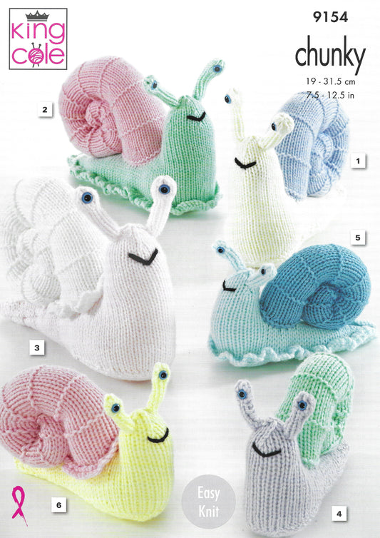 King Cole 9154 Accessories Snails Chunky Knitting Pattern Novelty