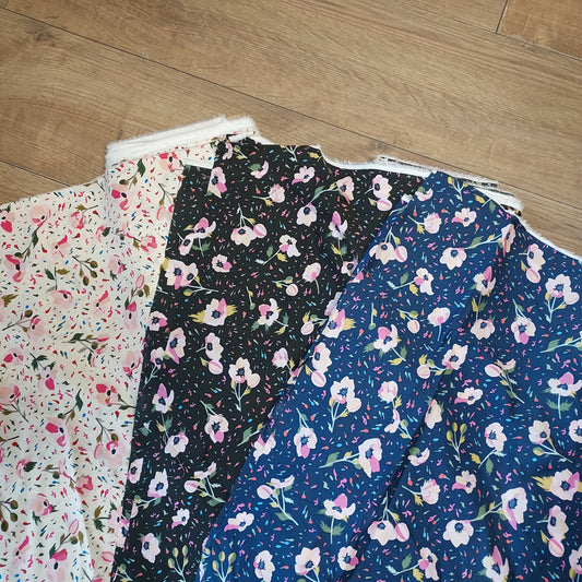 Flowers Pima Cotton Lawn Fabric - Various Colours