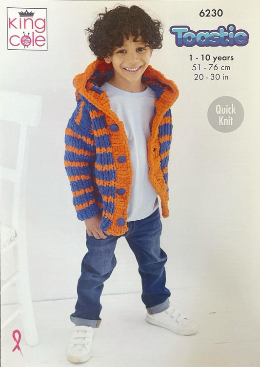 King Cole 6230 Ladies Cardigan and Hoodie Super Chunky Knitting Pattern