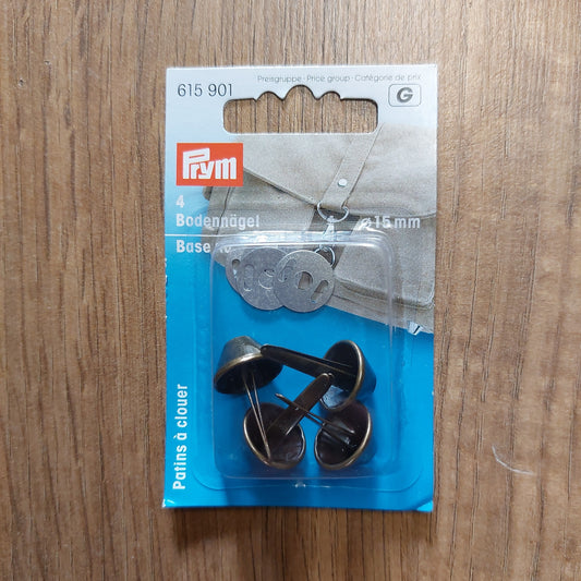 Prym 15mm Bag Base Nails in Antique Brass