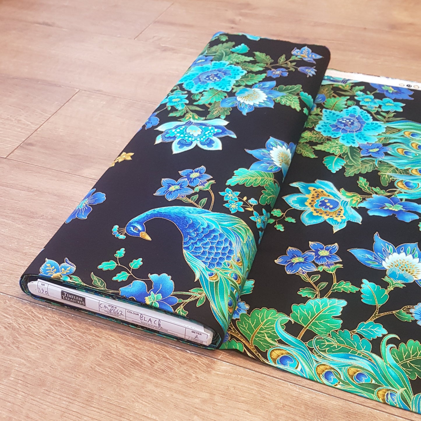 Timeless Treasures Peacocks and Flower Print Cotton Fabric