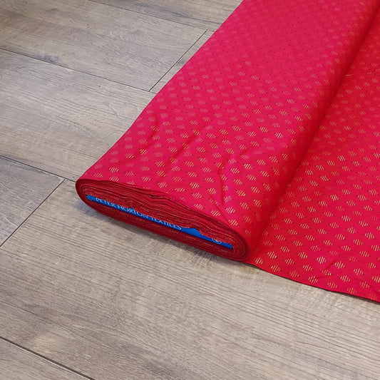 Gold Foulard Christmas Print Fabric - Various Colours