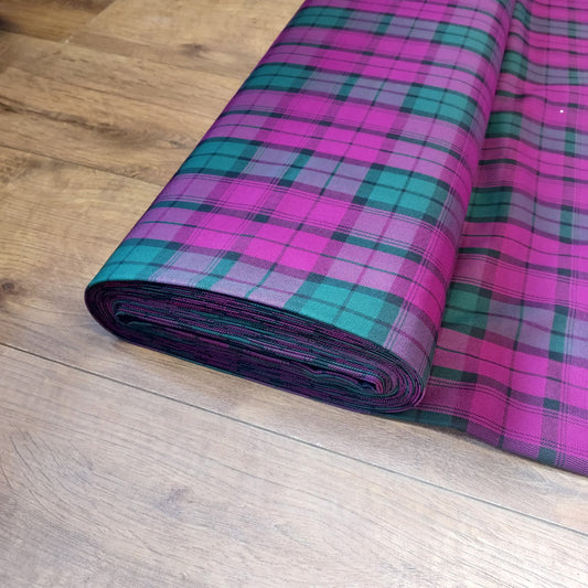 Lindsay Purple and Green Tartan Check Polyviscose Fabric