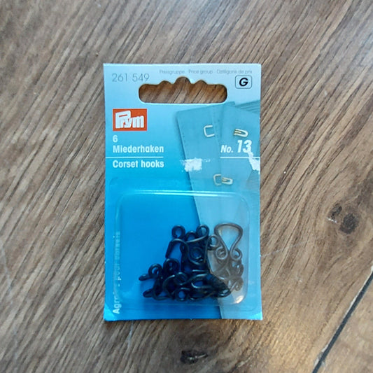 Prym Corset Hooks - Black, No. 13
