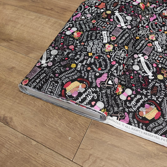 Timeless Treasures Knitting Words Cotton Fabric