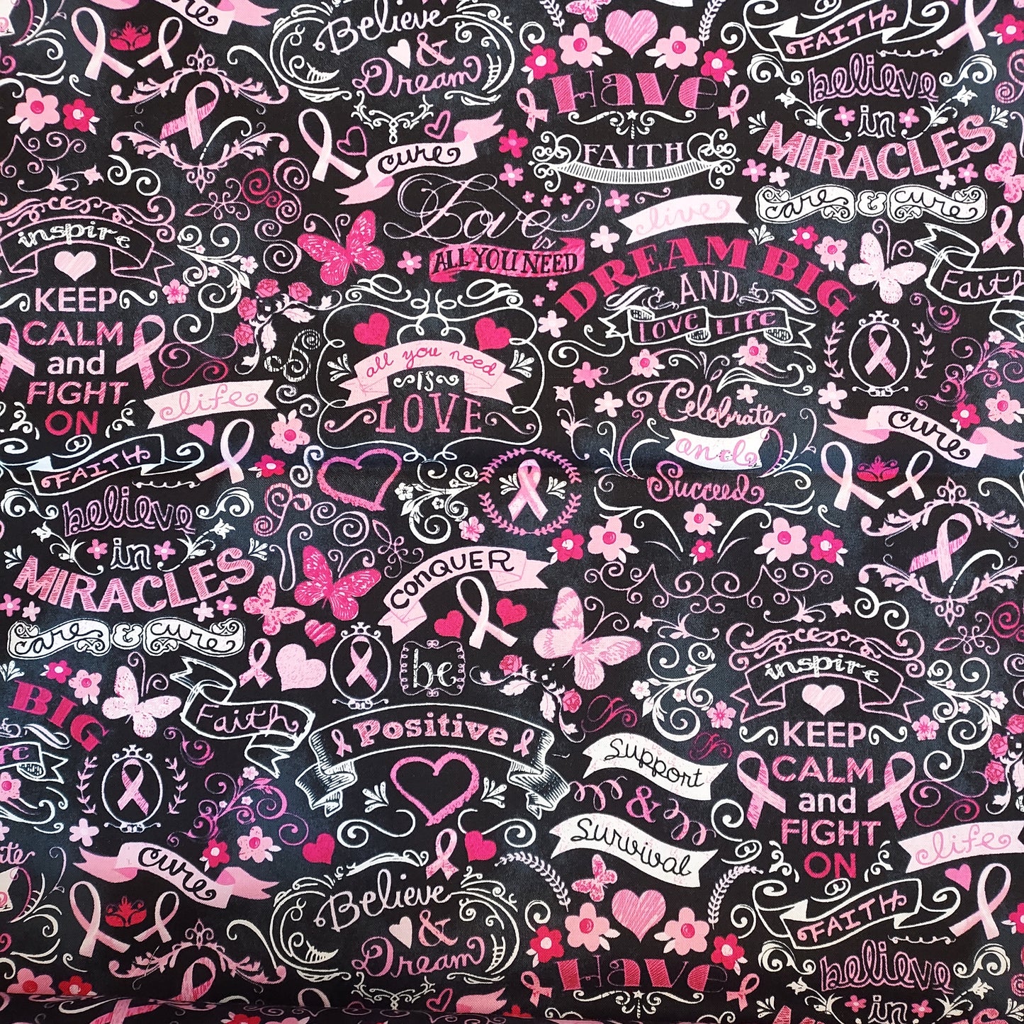 Timeless Treasures 'Think Pink' Positive Motif Cotton Fabric