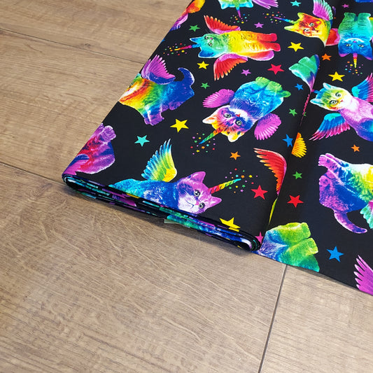 Timeless Treasures Rainbow Unicorn Cats Cotton Fabric