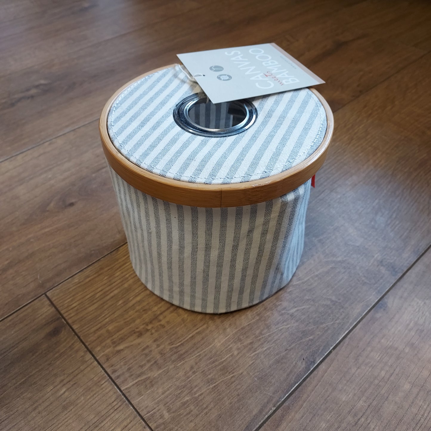 Prym Box Canvas & Bamboo Range - Foldable Grey Wool Dispenser