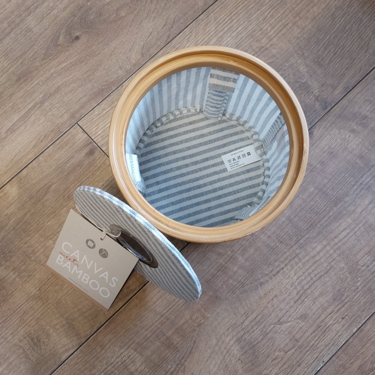 Prym Box Canvas & Bamboo Range - Foldable Grey Wool Dispenser