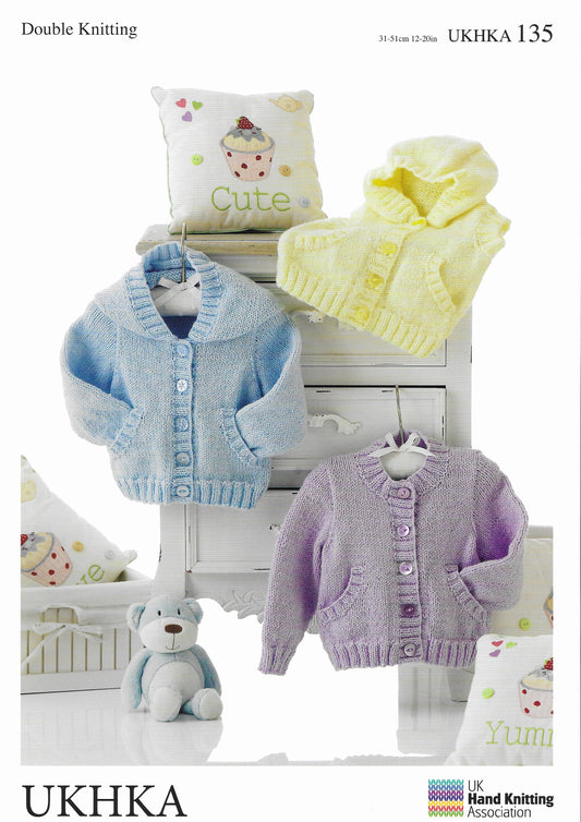 UKHKA 135 DK - Baby Jackets & Waistcoats Knitting Pattern