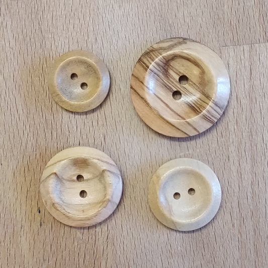 Wooden Grain Button with Two Holes - Various Sizes