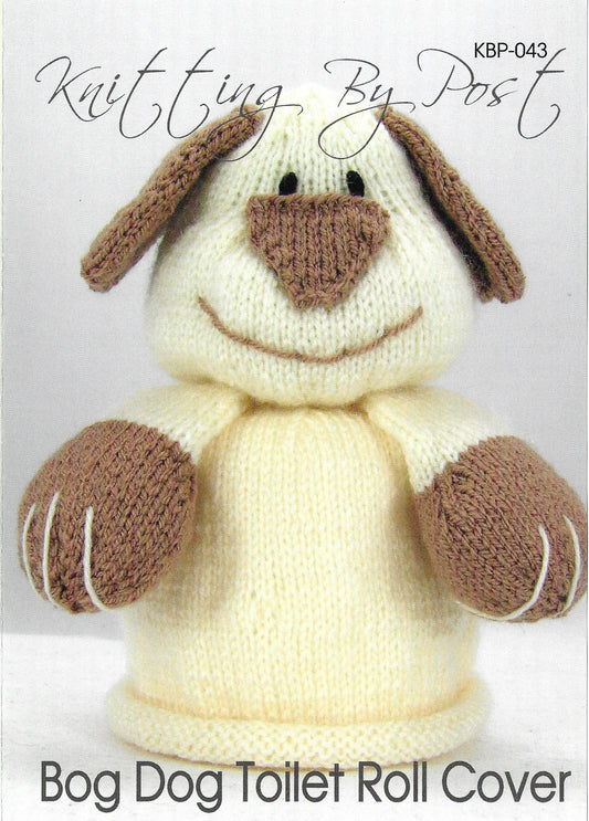 Knitting By Post 043 Novelty Bog Dog Toilet Roll Cover DK Knitting Pattern