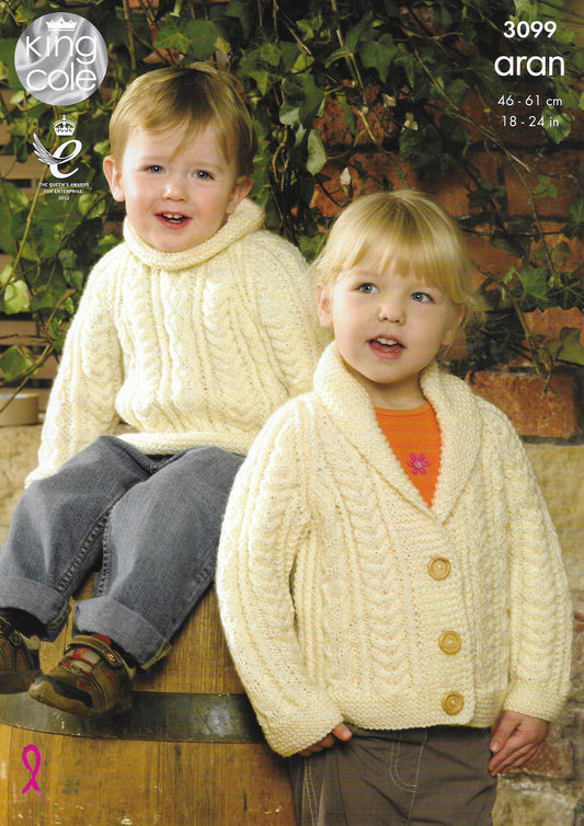 King Cole 3099 Sweater, Jacket & Accessories Aran Knitting Pattern