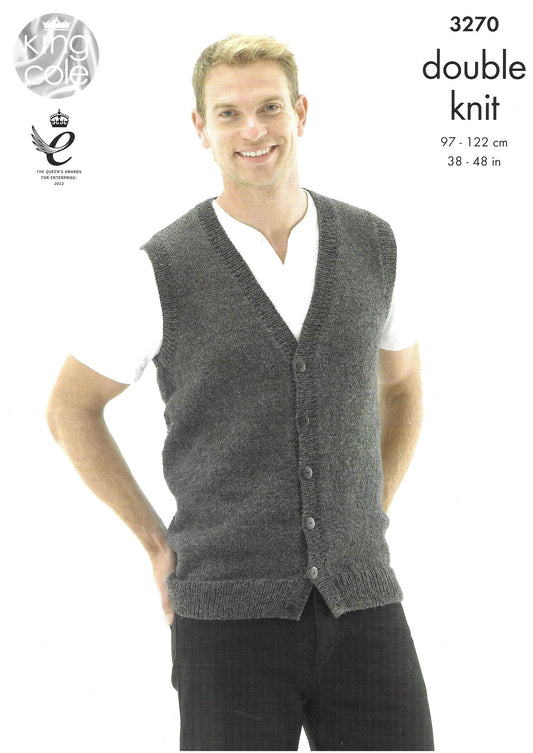 King Cole 3270 Slipover and Waistcoat DK Knitting Pattern