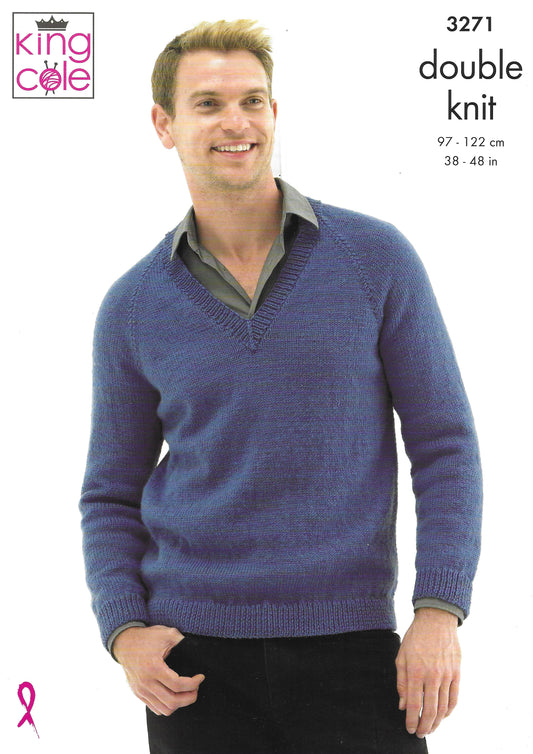 King Cole 3271 Sweater & Cardigan DK Knitting Pattern