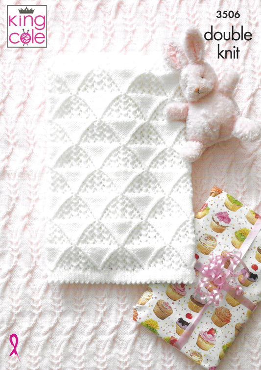 King Cole 3506 Baby Blankets DK Knitting Pattern