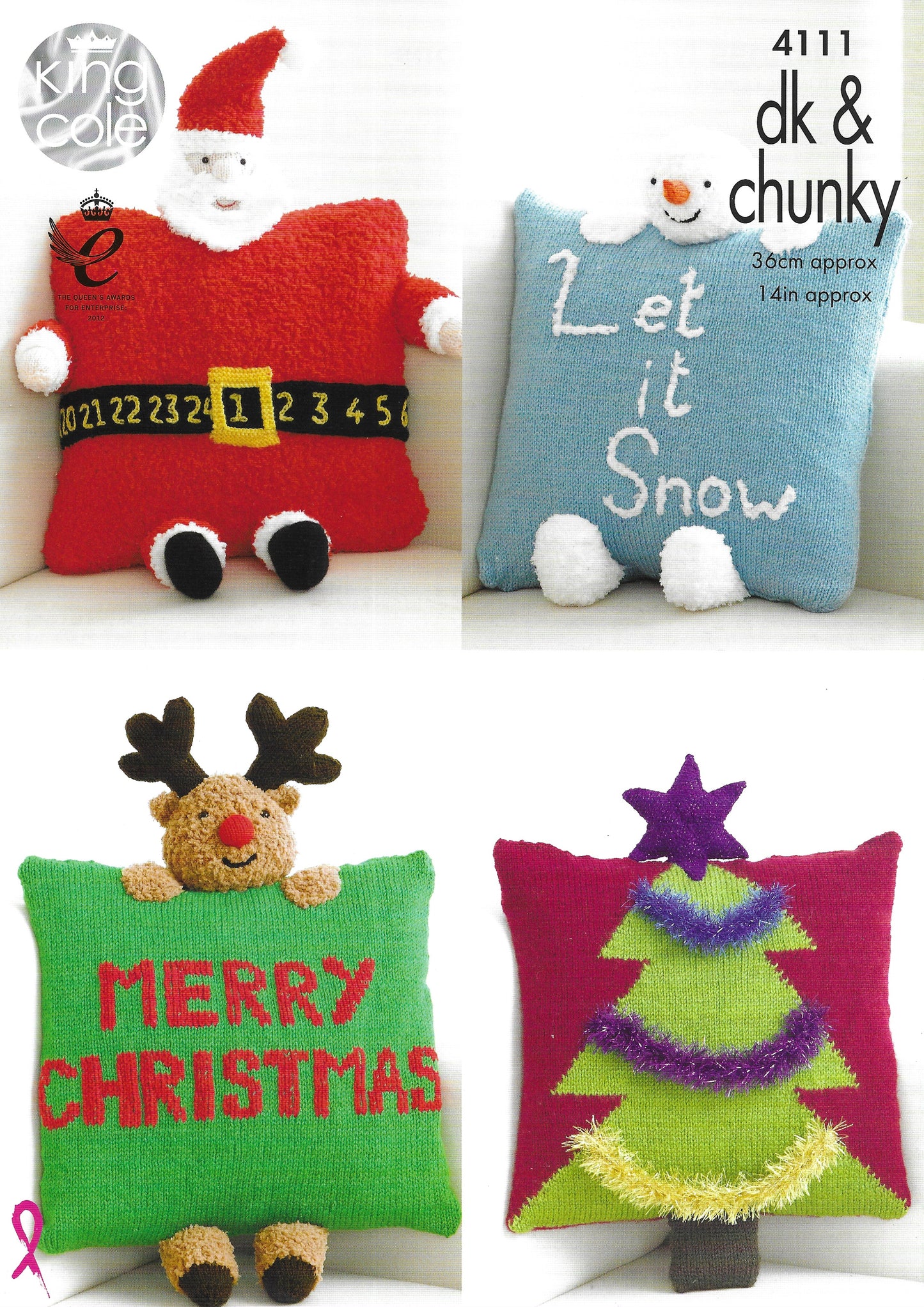 King Cole 4111 Novelty Christmas Cushions DK and Chunky Knitting Patterns