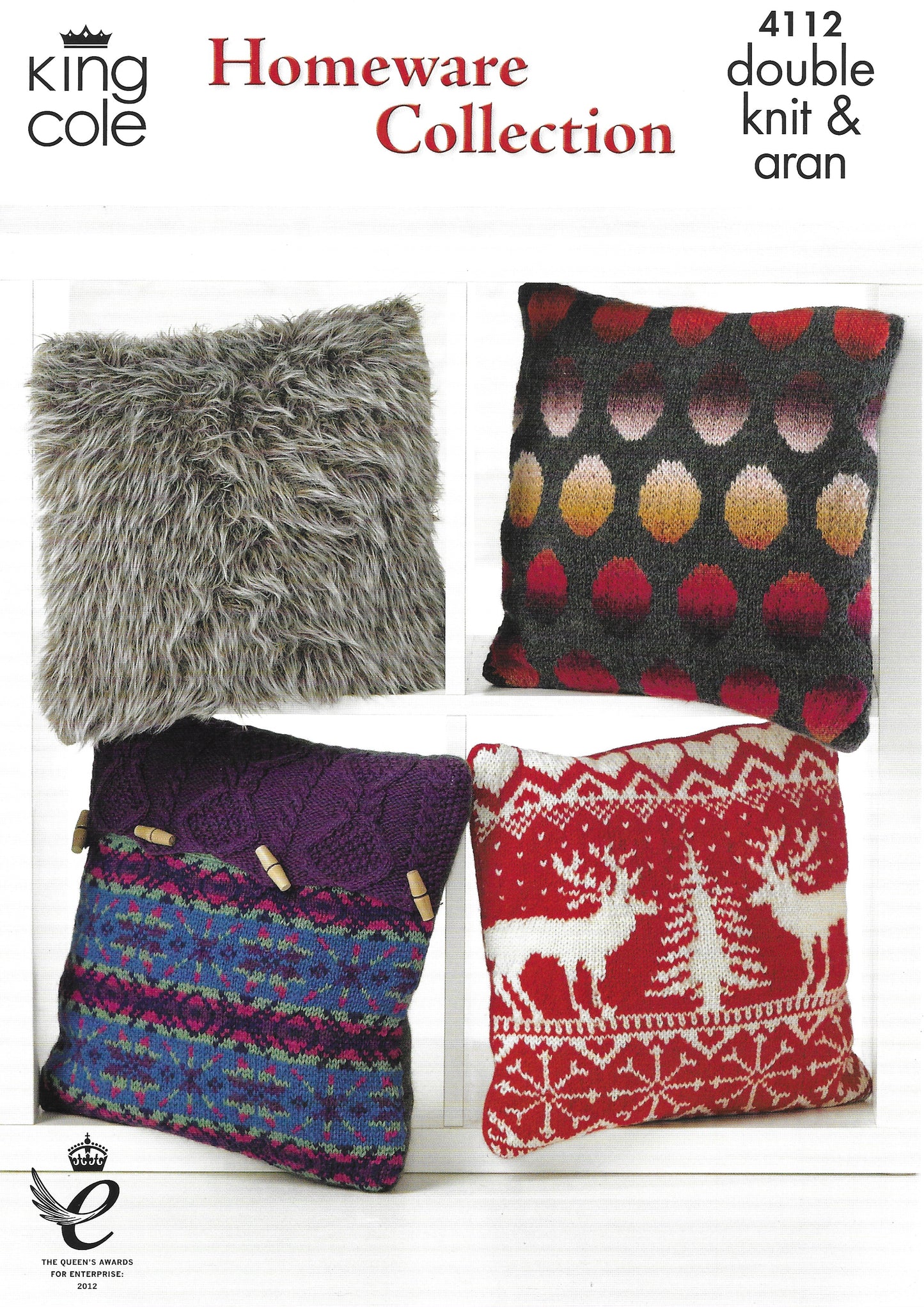 King Cole 4112 Soft Furnishings Winter Cushions Aran and DK Knitting Pattern