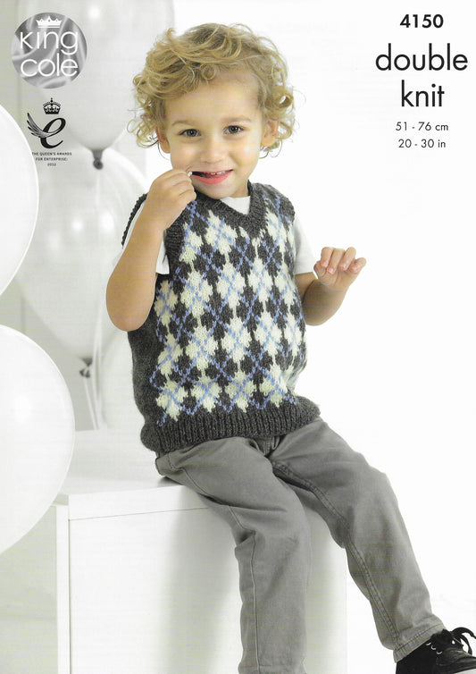King Cole 4150 Childrens Slipover & Sweater DK Knitting Pattern