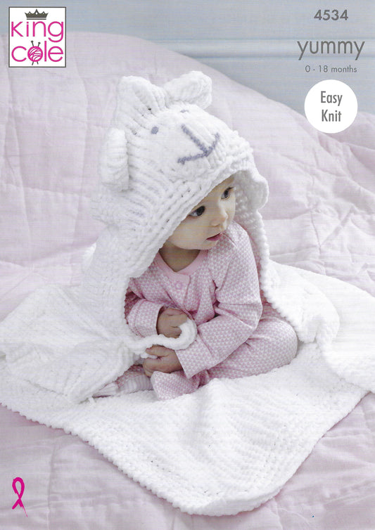 King Cole 4534 Cocoon & Blanket Easy Knit Yummy Knitting Pattern
