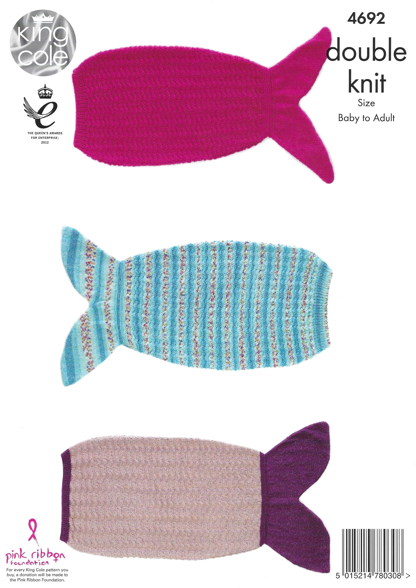 King Cole 4692 Soft Furnishings Mermaid Blankets DK Knitting Pattern