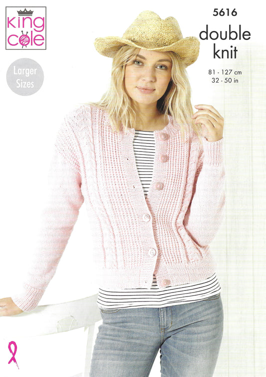 King Cole 5616 Ladies Cardigans DK Knitting Pattern