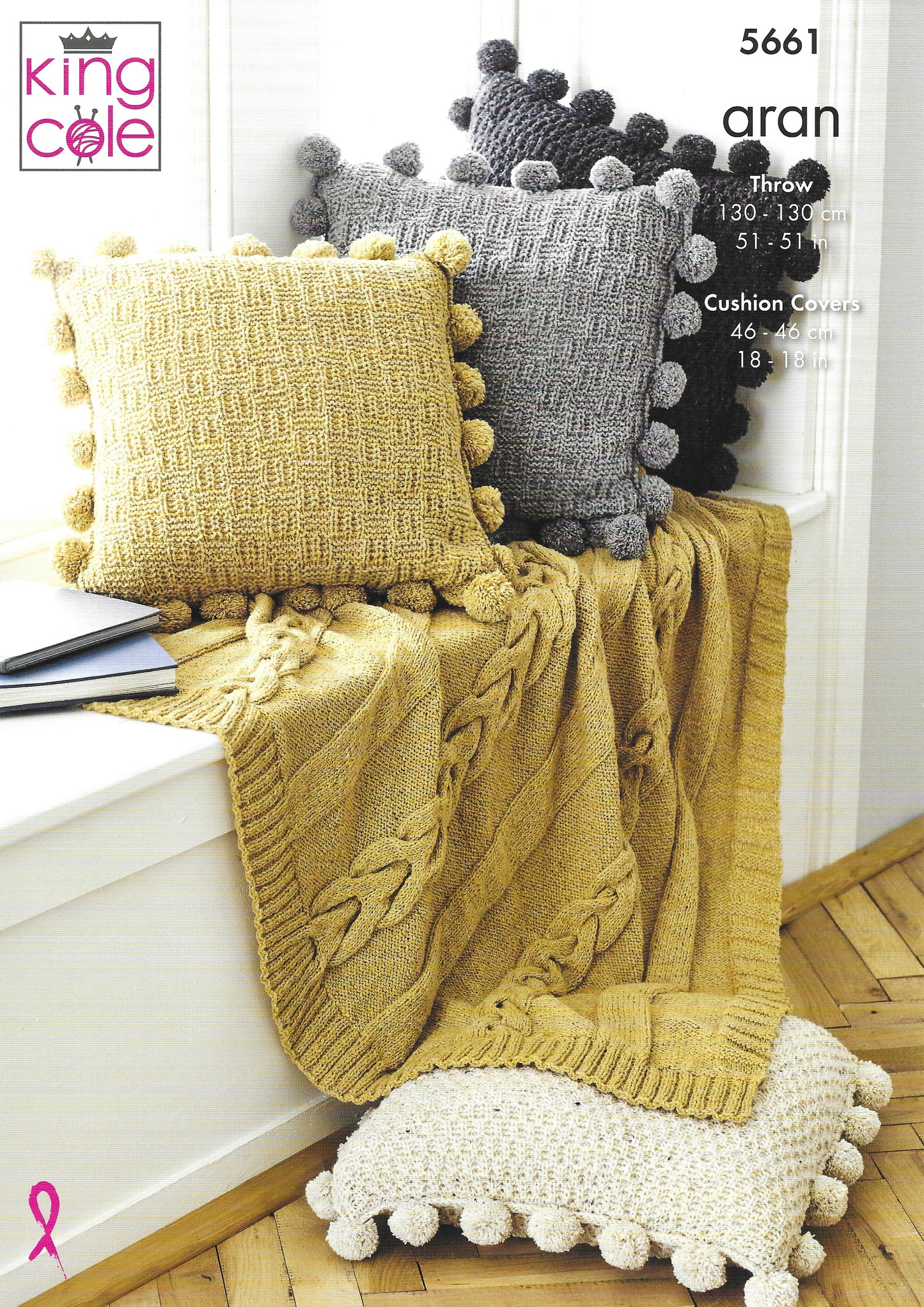 King Cole 5661 Soft Furnishings Throw and Cushion Covers Aran Knitting Pattern
