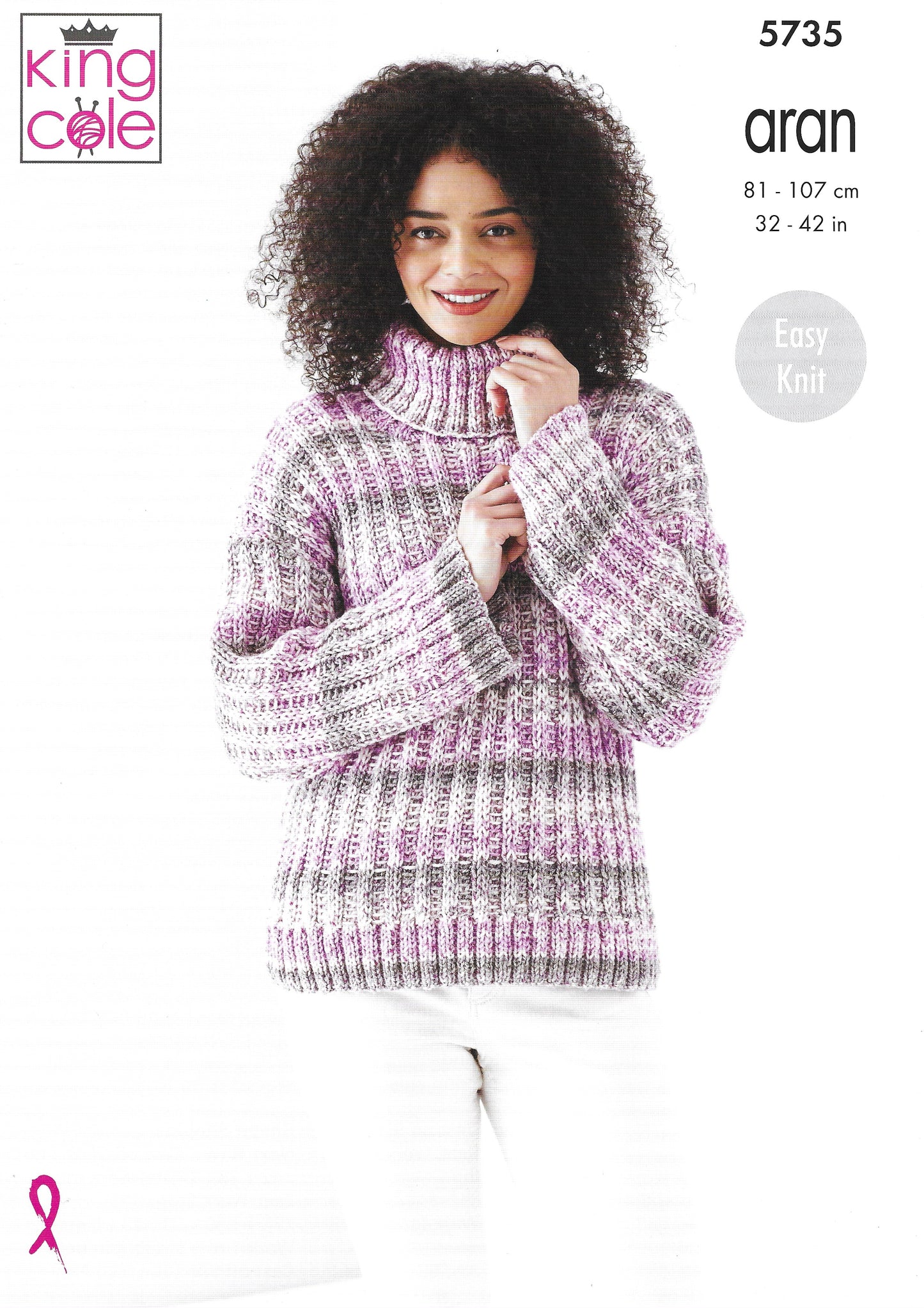 King Cole 5735 Ladies Sweater & Cardigan, Easy Knit, Aran Knitting Pattern
