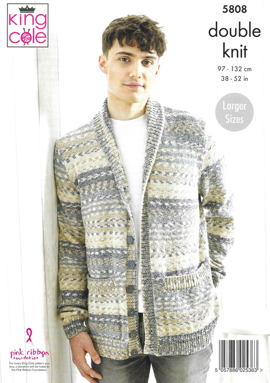 King Cole 5808 Mens Hoodie and Cardigan DK Knitting Pattern