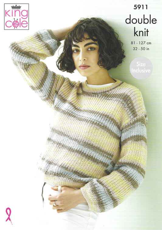 King Cole 5911 Ladies Top and Sweater DK Knitting Pattern
