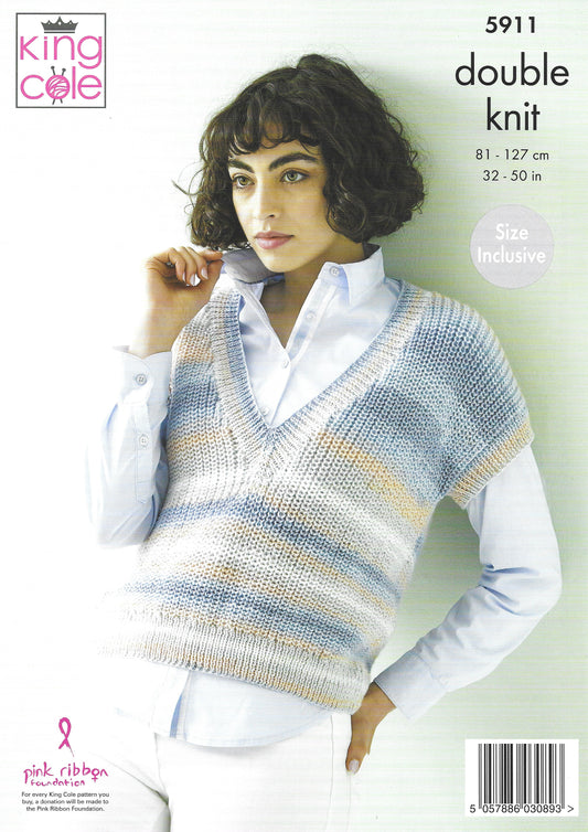 King Cole 5911 Ladies Top and Sweater DK Knitting Pattern