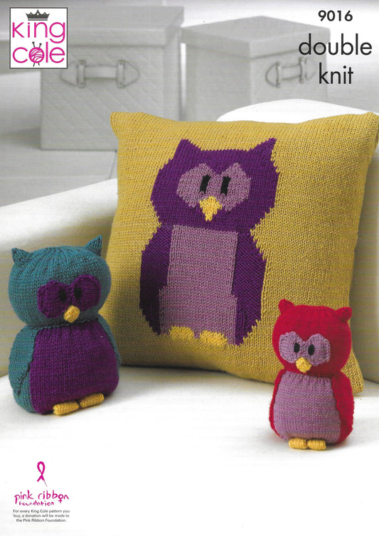 King Cole 9016 Soft furnishings Owl Collection DK Knitting Pattern