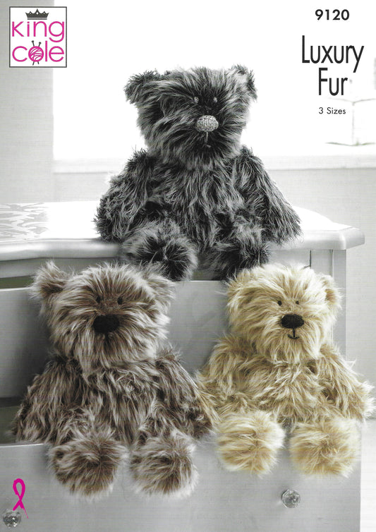 King Cole 9120 Novelty Luxury Fur Bears Luxury Fur Knitting Pattern