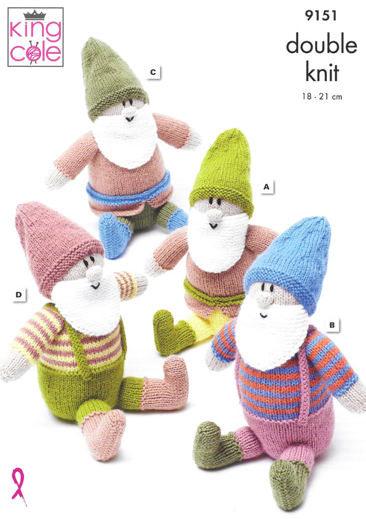 King Cole 9151 Novelty Gnomes Double Knitting Pattern
