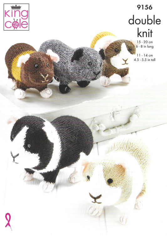 King Cole 9156 Novelty Guinea Pigs DK Knitting Pattern