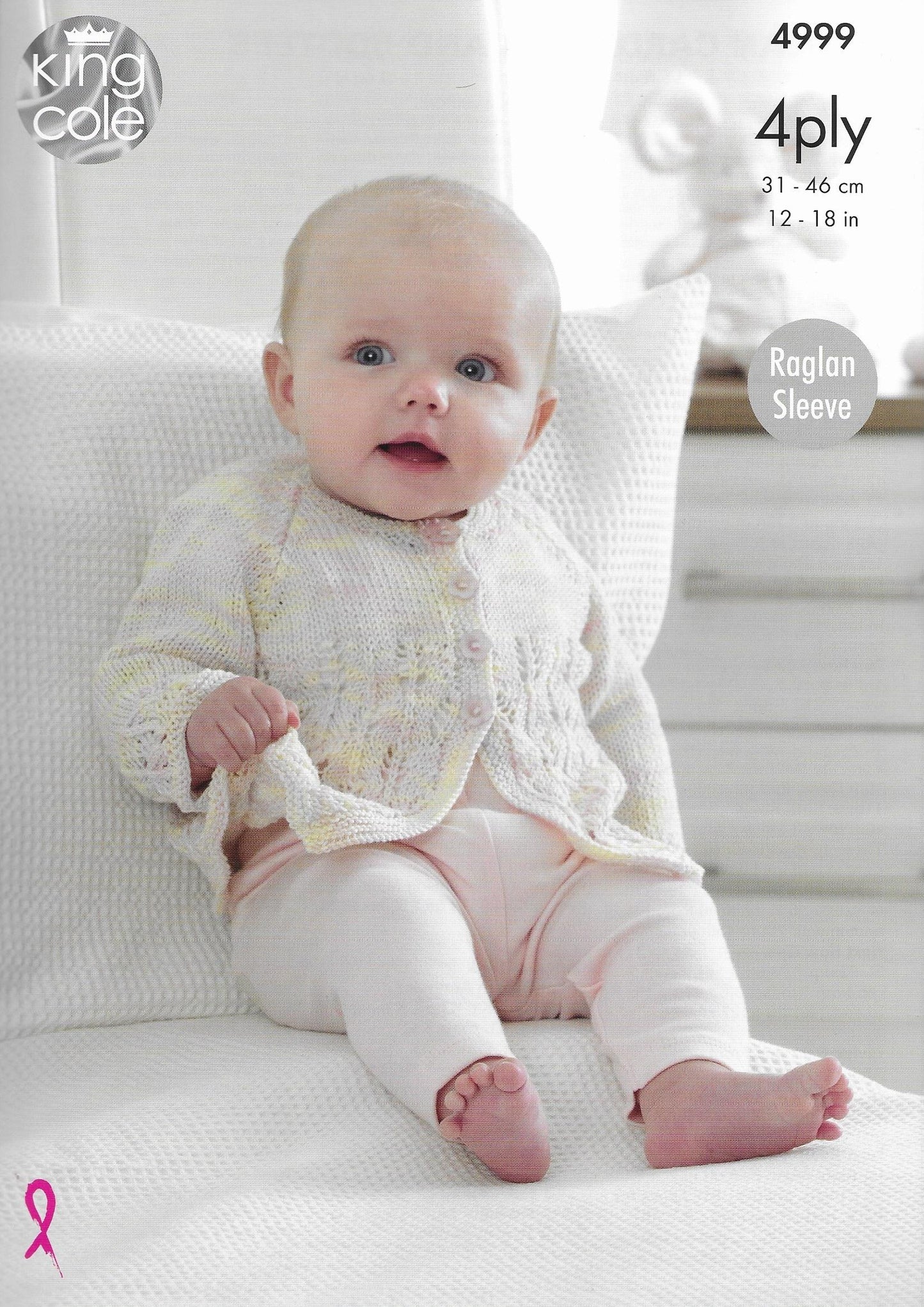 King Cole 4999 Baby Raglan Cardigans & Bootees 4ply Knitting Pattern